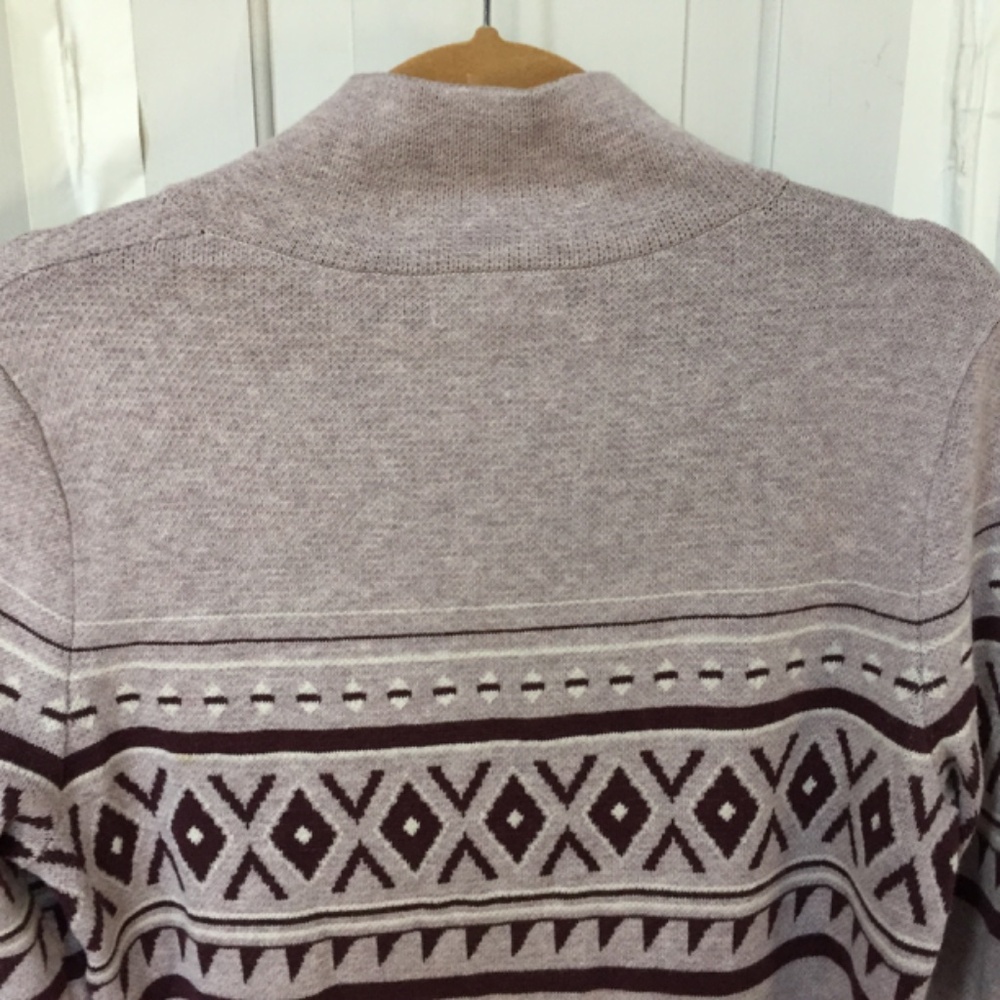 Cynthia Rowley Burgundy Geometric Patterned Full Zip Sweater - Picture 15 of 16